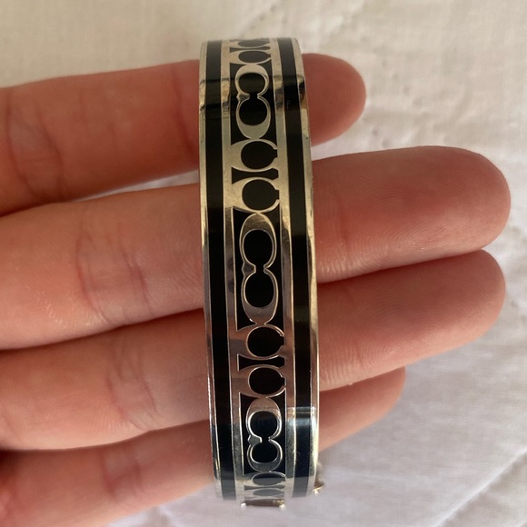 Coach Silver and Black Signature Bracelet with Snap Closure - Picture 4 of 6